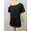 New Summer Women's Simple Short-sleeved Metal Button Pleated T-shirt Top