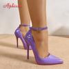 Fashion Aphixta Orange New Luxury Crystals Buckle Pimp Super High 12cm Stiletto heels Pumps Women Shoes Pointed Toe Colorful Party Pumps