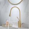 Basin Faucet Single Lever 360 Rotation Spout Moder Brass Mixer Tap For Kitchen Or Bathroom Basin Water Sink Mixer gold brush