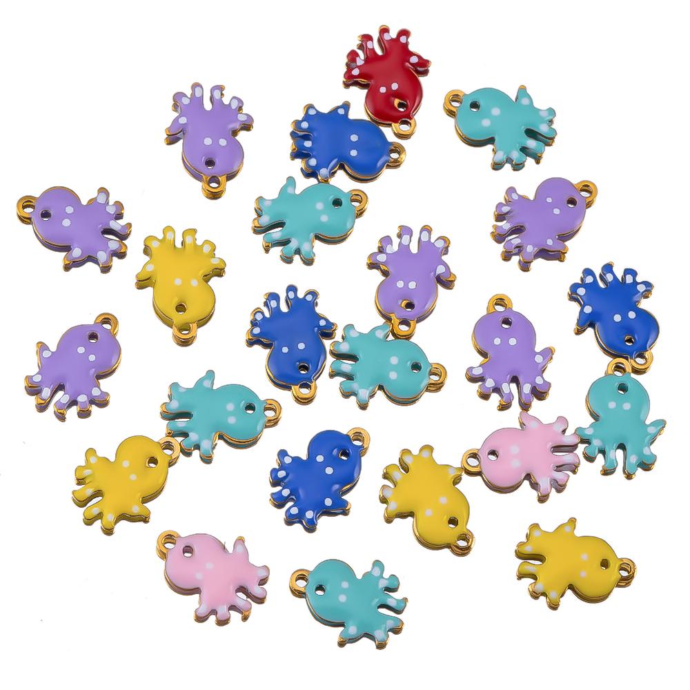 20pcs Stainless Steel Cute Marine Dolphin Octopus Crab Fish Tail Starfish Charms Necklace Earring Pendant for DIY Jewelry Making