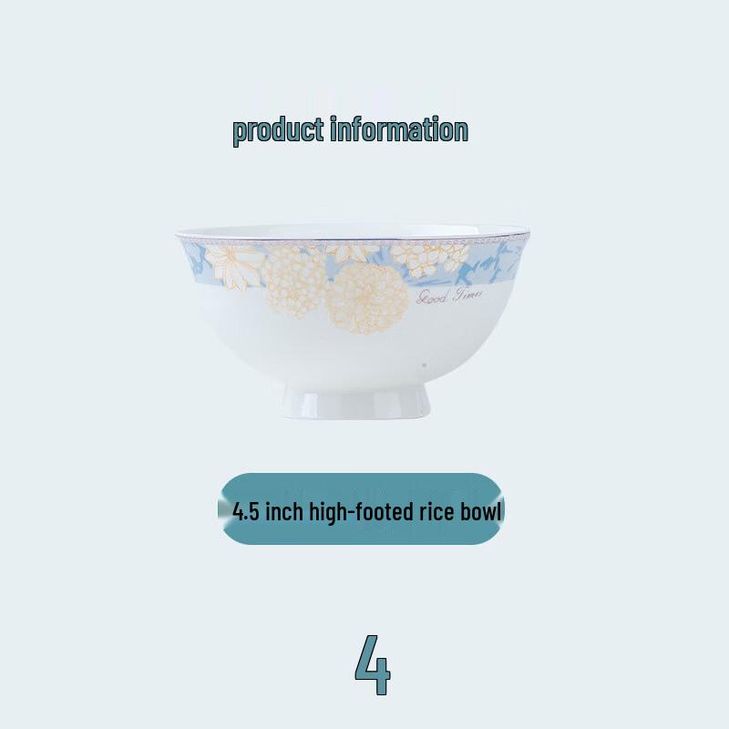 Nordic Style Ceramic High-Foot Rice Bowl Set