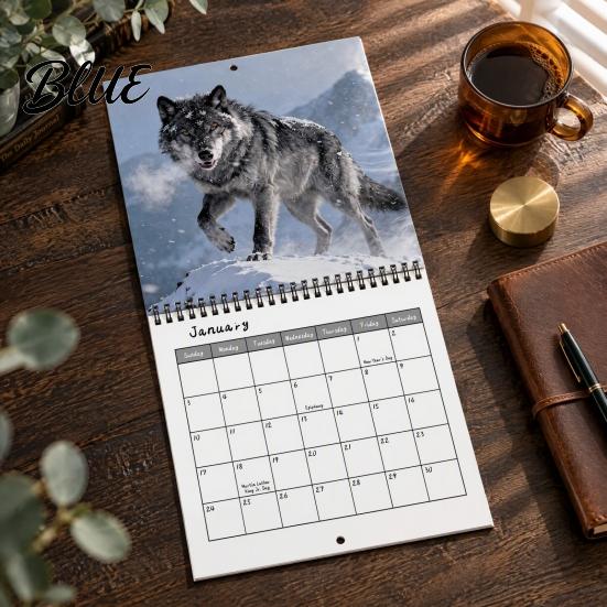 Wall Mounted Daily Nature Wild 12 Monthly 2027 Calendar Scheduler Wolves Planner with Functional Calendar