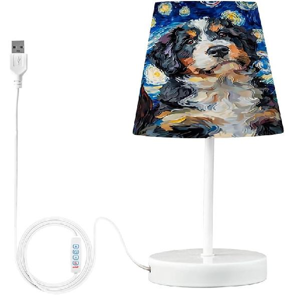 ALAZA Настольная лампа Bernedoodle Dog Starry Night прикроватная лампа для спальни светодиодная настольная лампа с USB-портом, 3 режима температуры Small