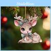 Acrylic Christmas Car Pendant With Butterfly Knot Bell Print Deer Decor For