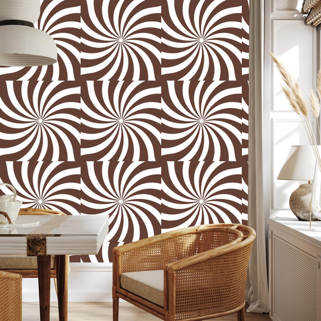 Hippie Wallpaper Background White and Rust for Living Room and Bedroom 50x1000