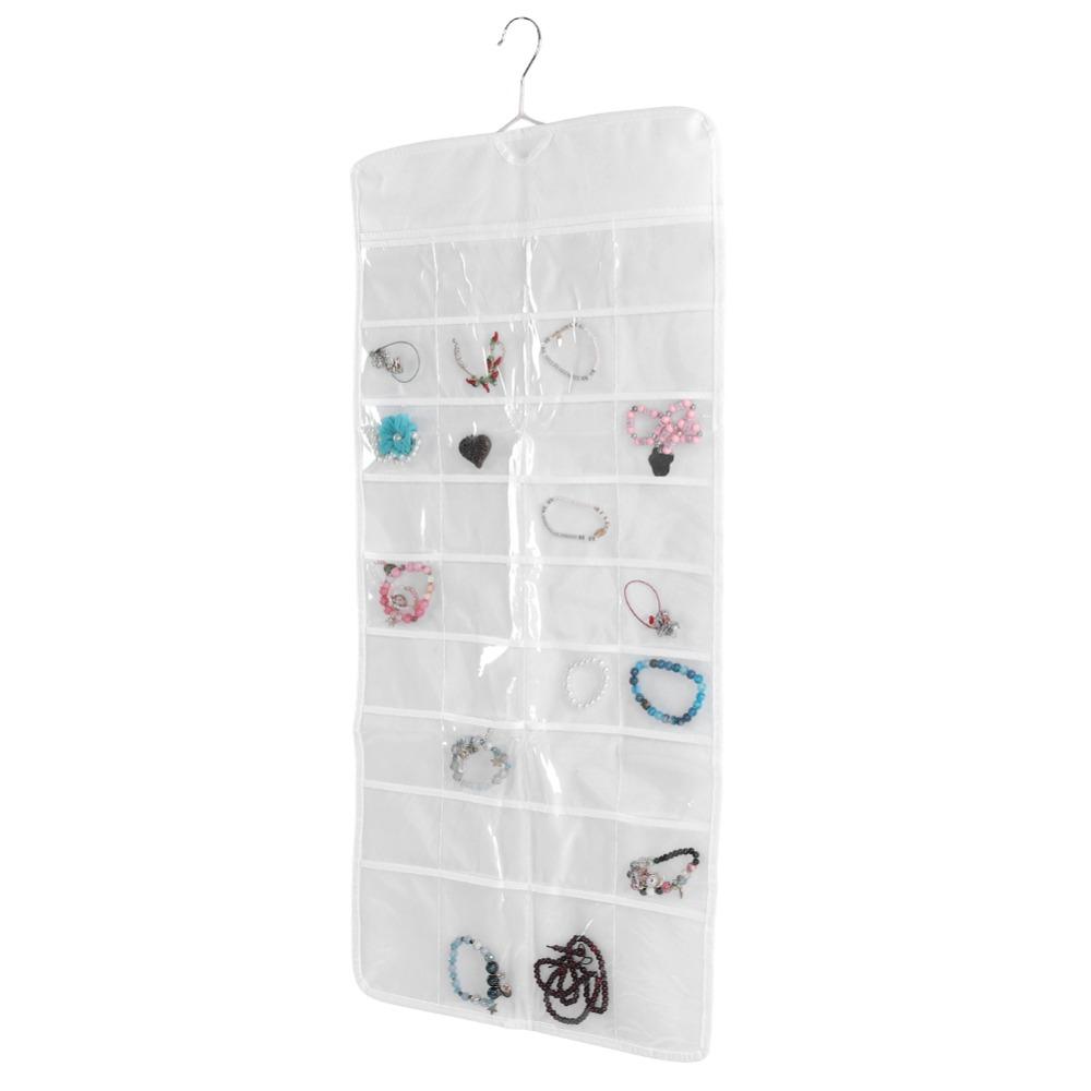 Transparent Over The Door Storage Bag Large Capacity 72-grids Design Jewelry Hanging Bag PVC Wall Mountable