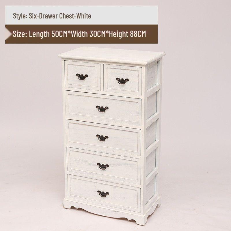 Retro Massivholz Kommode mit fünf Schubladen für Schlafzimmer oder Wohnzimmer