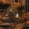 Desktop Fireplace Ornaments Farmhouse Halloween Wooden Tabletop Decorations, Table Topper Signs, Spooky Decorative Storage Accessories Pumpkin
