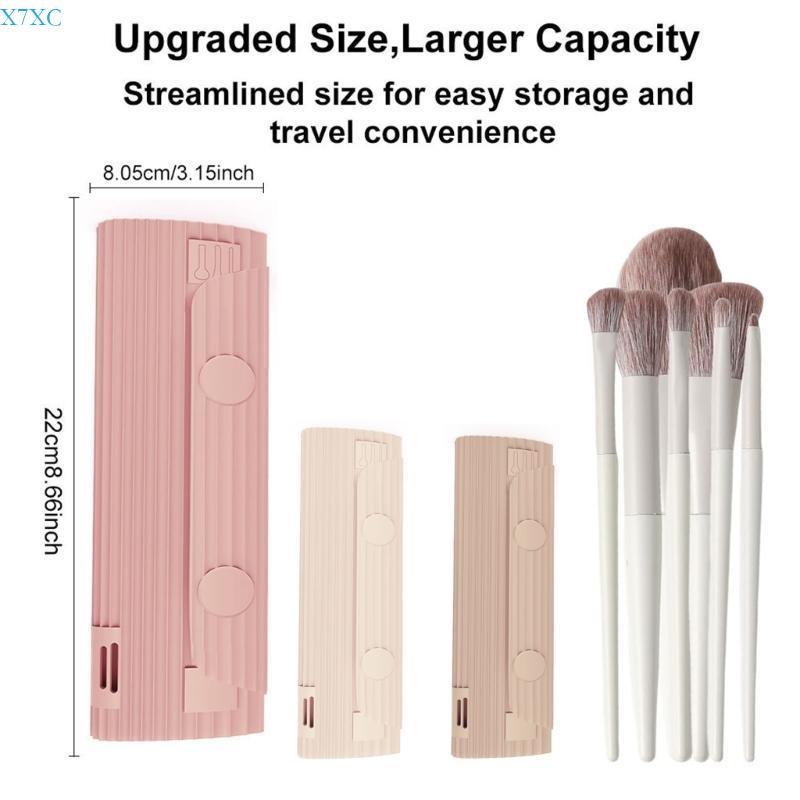 X7XC Silicone Makeup Brush Holder Soft Brush Cosmetic Bag Travel Makeup Brush Bag Makeup Brush Organisers for Vacation