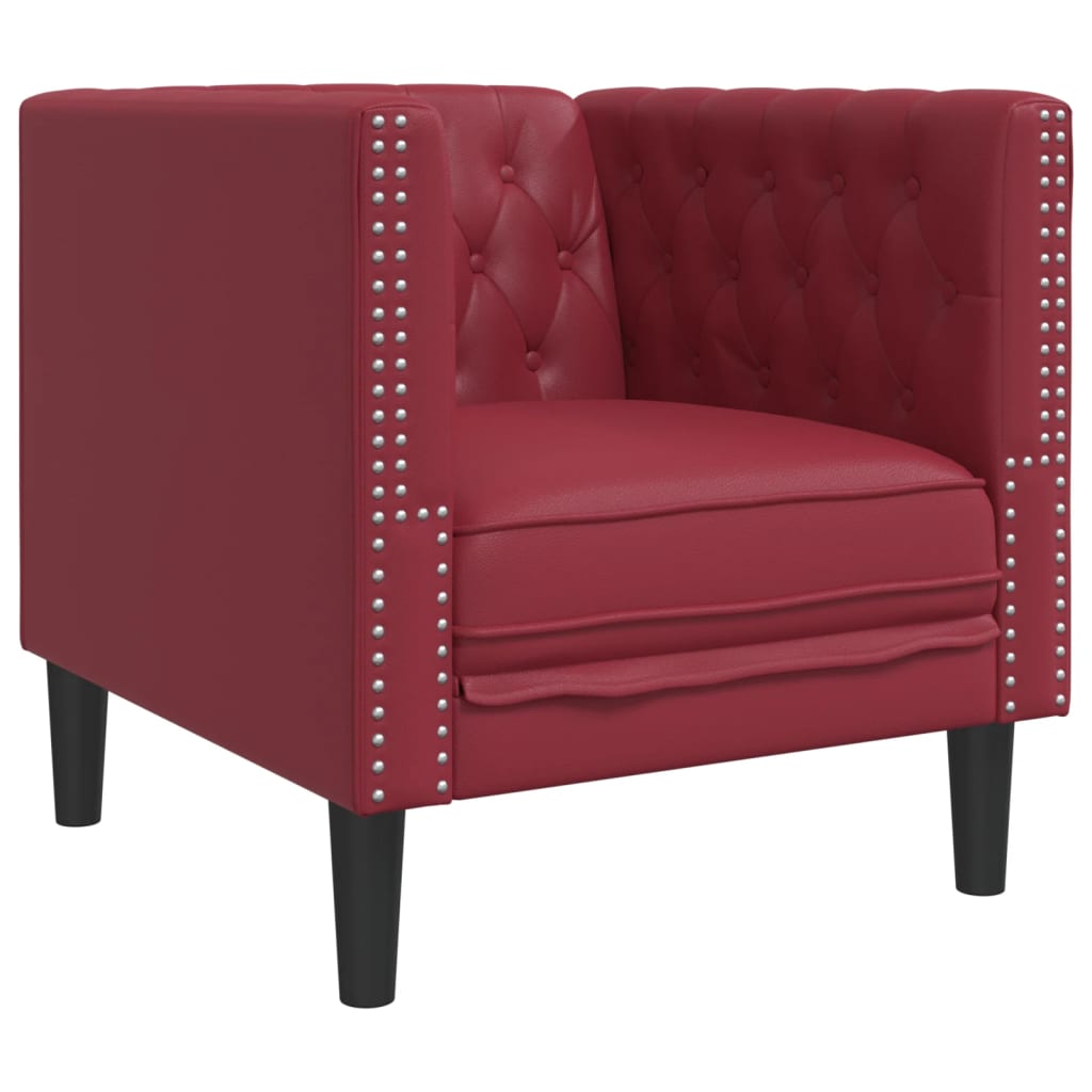 Chesterfield Armchair Burgundy Faux Leather