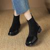 Krazing Pot Flock Autumn Winter Shoes Low Heels Size 43 Stretch Boots Back Patch Work Street Wear Elastic Ankle Boots