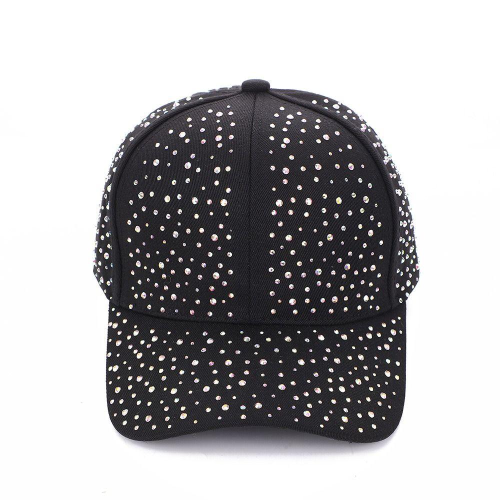 Creative Full Rhinestone Baseball Hat Cotton Sunscreen hat Simple Sun Hat  Street