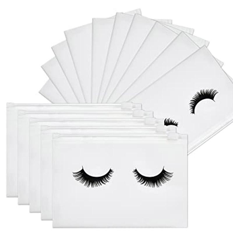 50 Stück/Set Wimpern-Nachpflegebeutel Wiederverwendbare Plastik-Make-up-Taschen Toiletten-Reiseaufbewahrungstasche Eva-Make-up-Beutel Kosmetik mit Reißverschluss