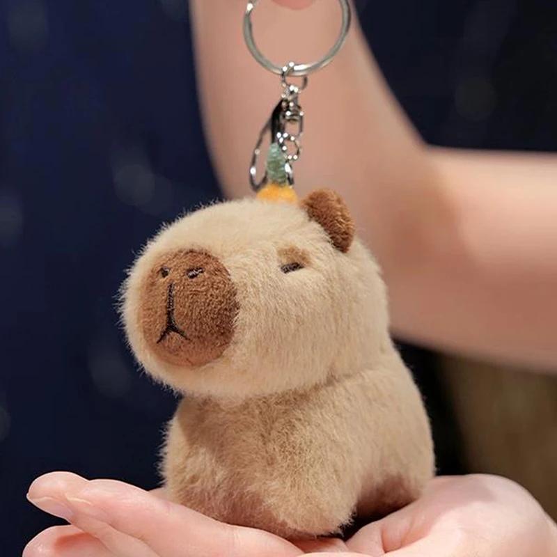Pingente de Pelúcia Capivara Capivara Pelúcia Chaveiro Bolsa Argola de Chave Bonecas Fofas Cachorro Gato Decoração de Carro Presente de Natal