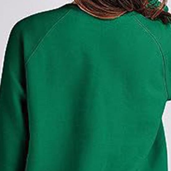 Felpa con Cerniera Laterale Spacco sull'Orlo Girocollo Maniche Lunghe Ampia Polsini Elasticizzati Lunghezza Media Top Primavera Autunno per Sport Abbigliamento Quotidiano