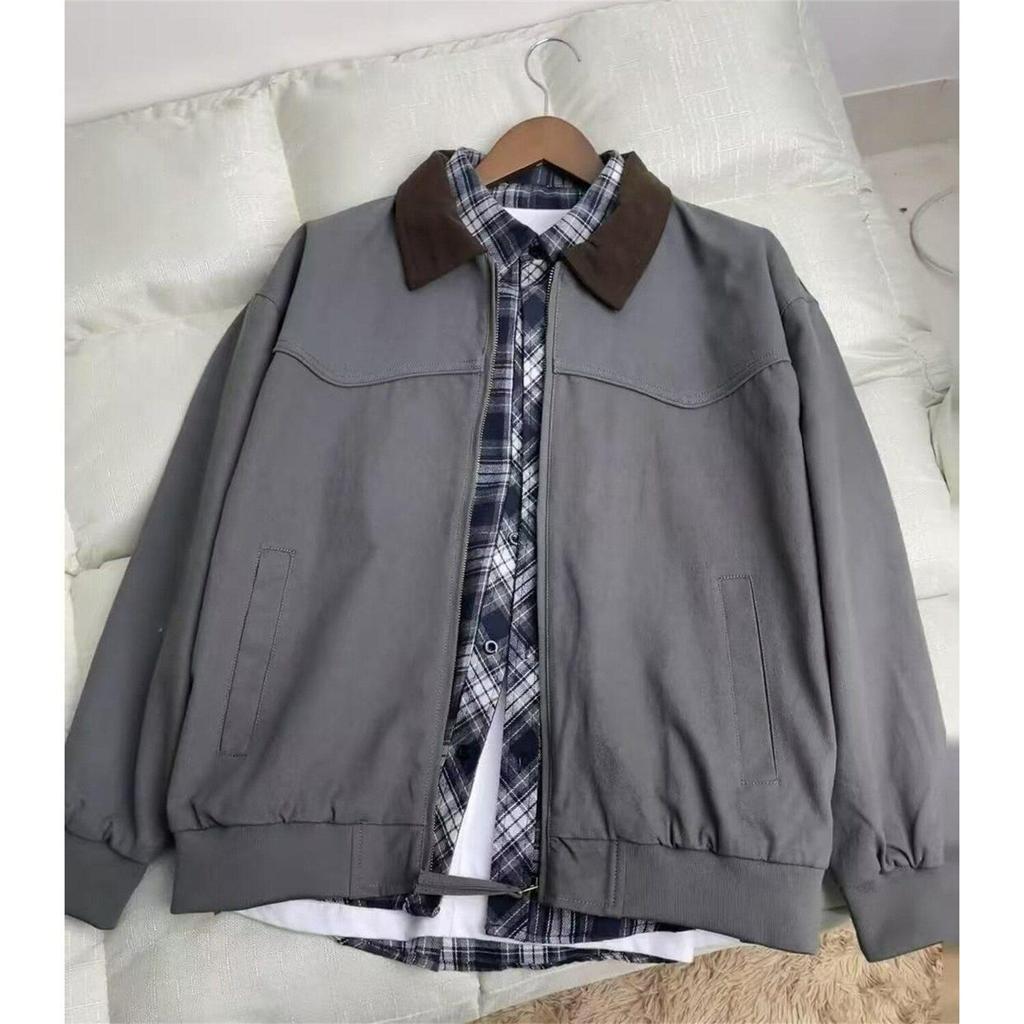 Men's Retro Lapel Workwear Jacket - Spring/Autumn Loose Fit Trendy Outerwear