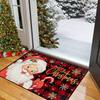 Anti-Slip Washable Christmas Kitchen Mat Waterproof Absorbent for Entryway Bathroom Santa Pattern Home Holiday Floor Mat