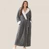 B2W Digital Mens Womens Flannel Robe Hooded Fleece Bathrobe Thick Warm Winter Loungewear
