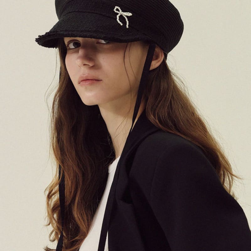 Marchen Pearl ribbon sailor cap_2color