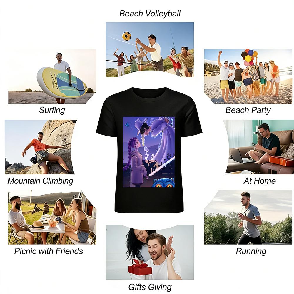 Fantasy Magic Style Girl And Mysterious Mage Print Casual Top For Daily Wear Pure cotton T-shirt