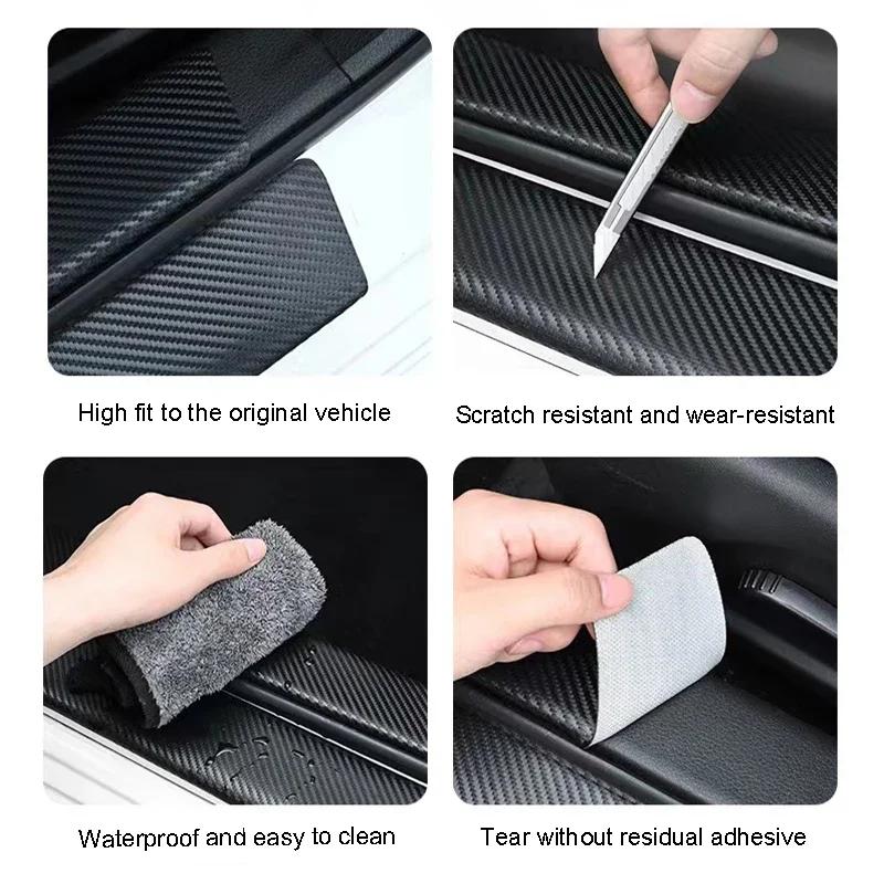 Carbon Fiber Car Door Threshold Sill Protector Trunk Stickers For Leapmotor T03 S01 B10 C11 C10 C16 C01 Car Accessories
