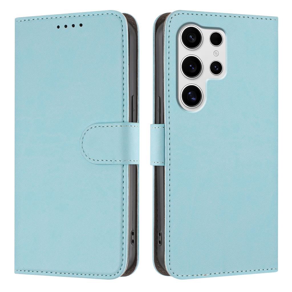 For Samsung Galaxy S24 Ultra Leather Case Solid Color Phone Cover with Wallet