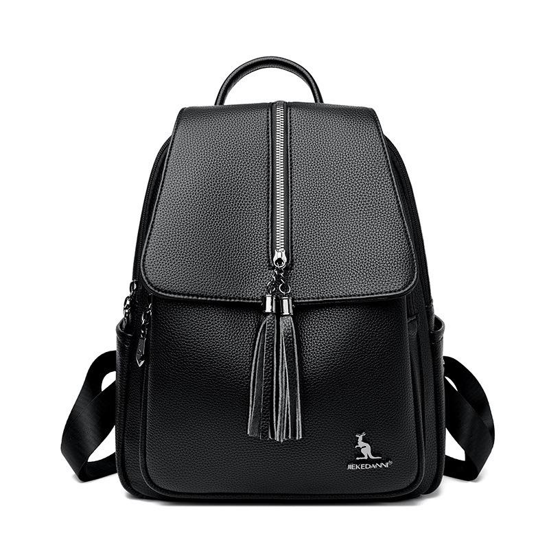 

Soft leather texture women s backpack New commuter bag Versatile popular fashion outdoor mom backpack чёрный