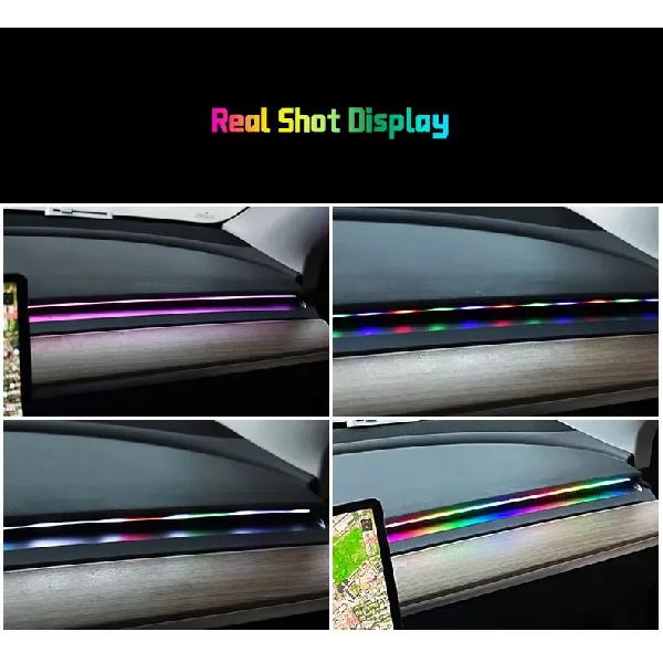RGB USB Auto Innenraum Ambiente Licht Regenbogen Acryl Streifen LED Symphonie APP Musiksteuerung Dekorative Armaturenbrett Atmosphärenlampe