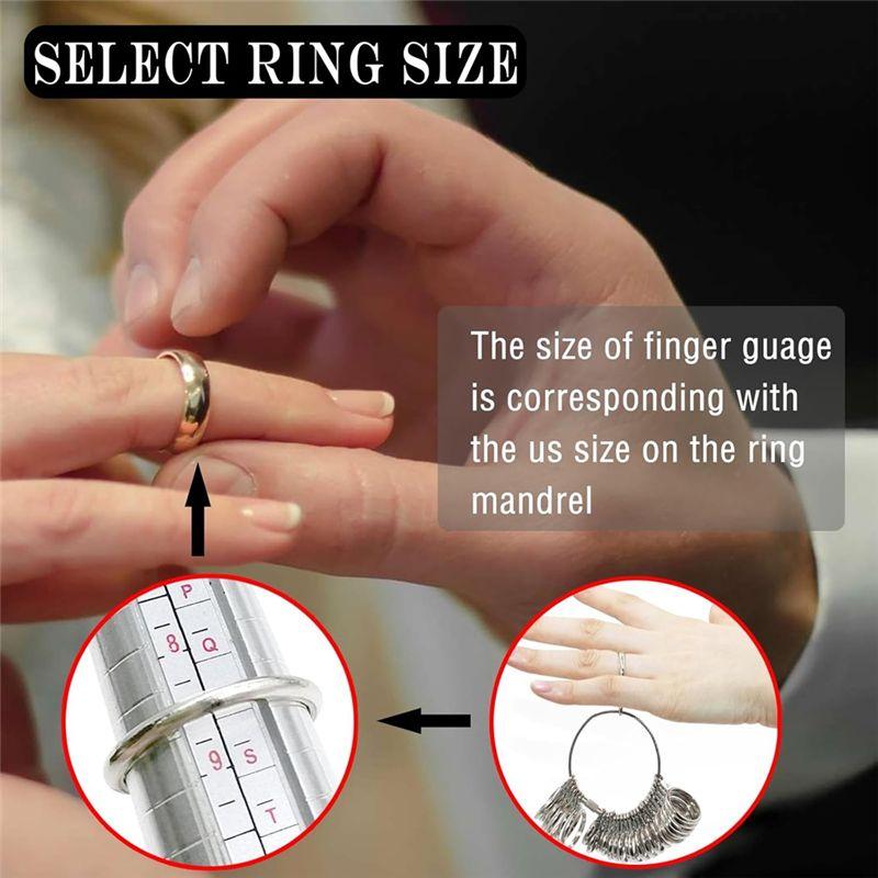 ABWR-Ring Size Measuring Tool Set, Metal Mandrel Ring Sizer Finger Size Rod Wire Wrap Ring Tool Jewelry Making Kit