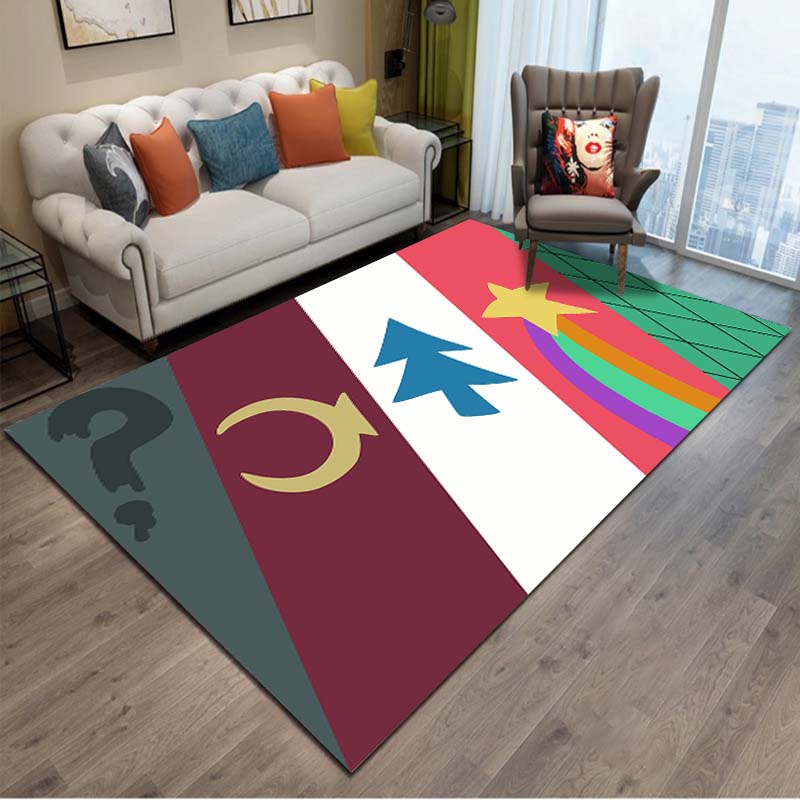 Gravity-Falls Cartoon Pattern Room Carpet Rug for Home Living Room Bedroom Sofa Decor Kids Play Area Rug Non-slip Floor Mat Gift