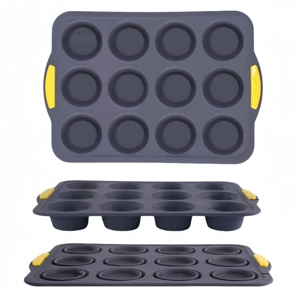 12 Holes Muffin Dessert Tray Reusable Mini Baking Molds Silicone Cake Mold  Baking Muffins