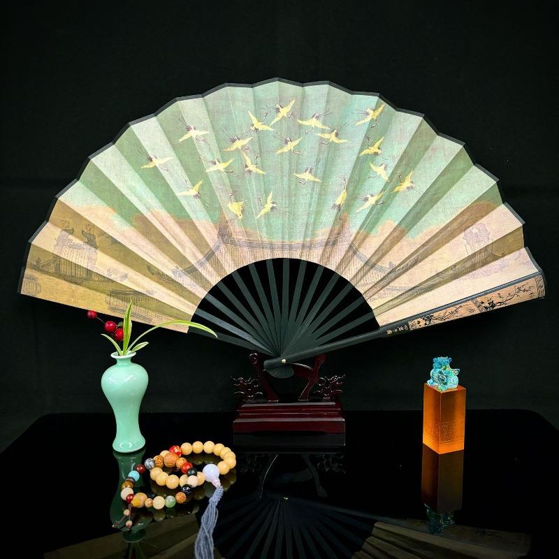 10inch Chinese Style Silk Fan Folding Fan Wedding Fan Art Gifts Dance Hand Vintage Bamboo Folding Home Decorative