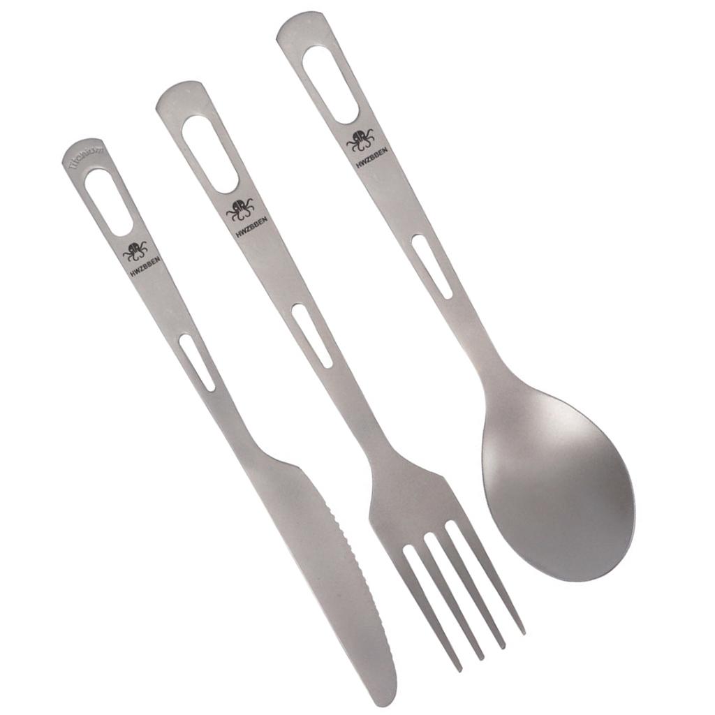 Camping Knife Fork Spoon Set Ti Tableware Reusable Outdoor Flatware for Backpacking Camping