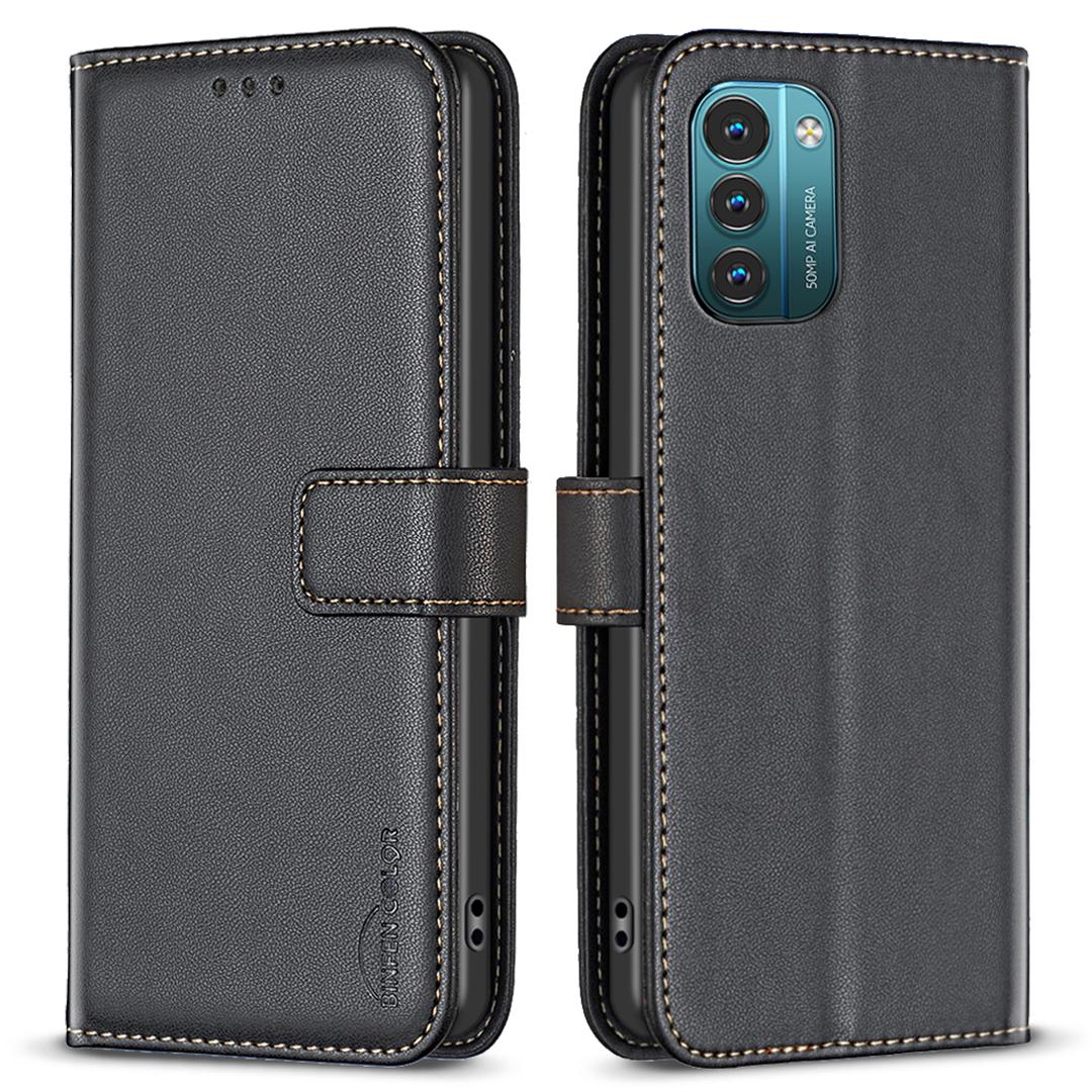 

BINFEN COLOR BF17 For Nokia G11 4G/G21 4G Phone Stand Case PU Leather Wallet Smartphone Cover Black