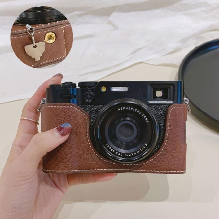 PU Leather Half Case Bag Travel Friendly for X100VI Ensuring Easy Operating and Secure Attachment