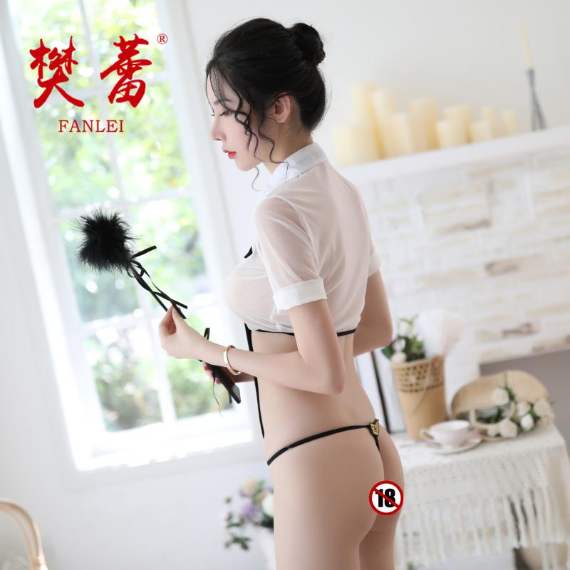 Sexy neck one-piece hot police uniform sexy perspective underwear passion seduction 4