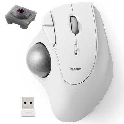 Elecom Wireless Trackball Mouse IST Wireless 2.4GHz Thumb Operation 36mm Ball Artificial Ruby Support 5 Buttons Windows Mac Chromebook White M-IT10DRW