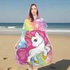 Hooded Bathrobe Unicorn Print Microfiber Quick Dry Absorbent Beach Robe Changing Robe Swim Cover Up for Kids Adults Swimming