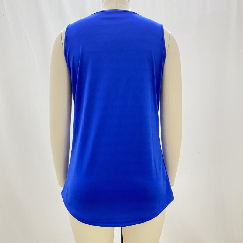 DOTIN T-Shirt Donna Maniche Corte A V In Cotone Ed Elastan - Maglietta Basic Elasticizzata Per L'Estate, Colore Cielo Blu (Taglia L)