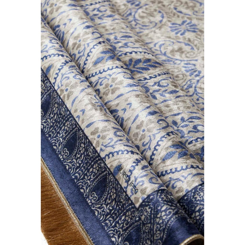 Navy Blue Velvet Carpet Prayer Rug