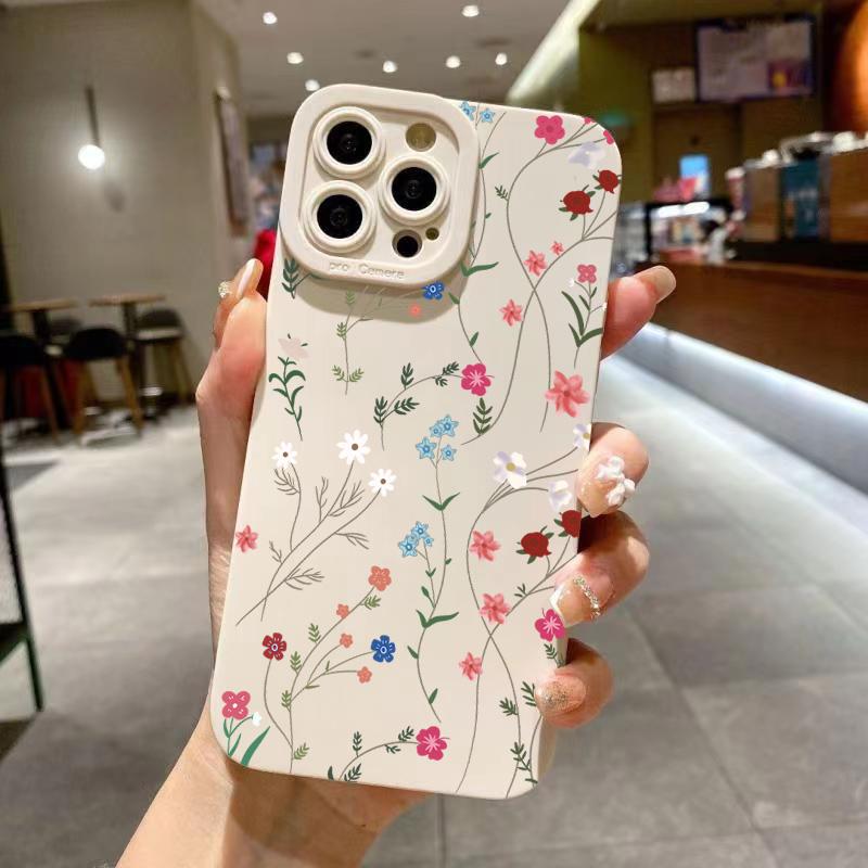 Dainty Pink Cherry Blossom Floral Art Phone Case for iPhone 17 16 15 14 13 12 11 Series Pro Max Plus Double Layer Protection