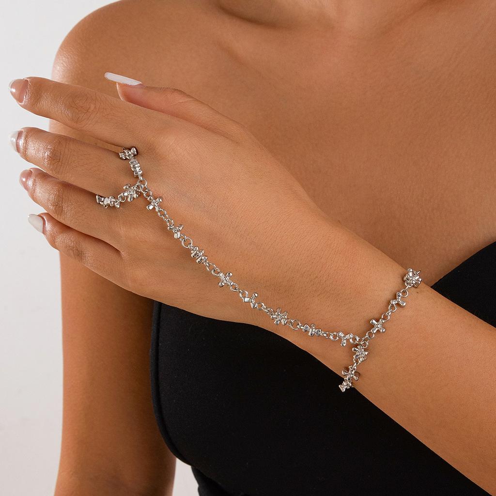 Personalized inlaid rhinestone y-shaped necklace set, cold wind alloy collarbone chain