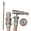 Brass Telescope Compass London Hidden On Top Wooden Walking Stick Canes