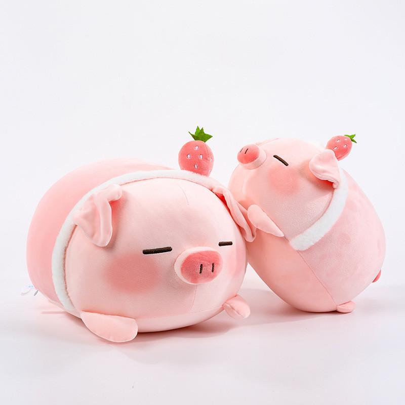 Cute Strawberry Pig Plush Pillow Soft Stuffed Animal For Kids And Teens