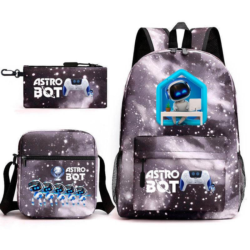 Astro Bot Children's School Bag, Cosmic Robot Elementary School Student Starry Sky Backpack Leisure Bag