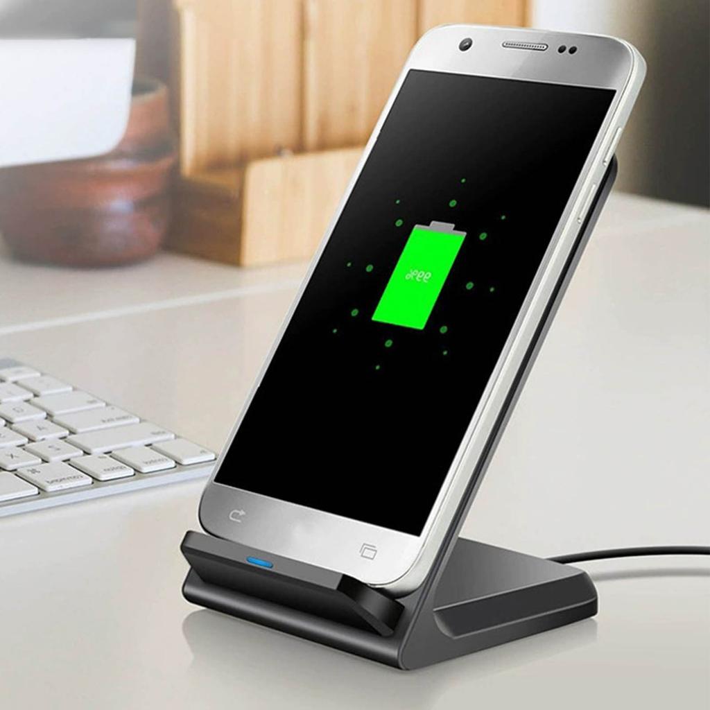 Stojan pro rychlé bezdrátové nabíjení 15W typu C 2 v 1 Držák na mobilní telefon Bezdrátová nabíječka Černá