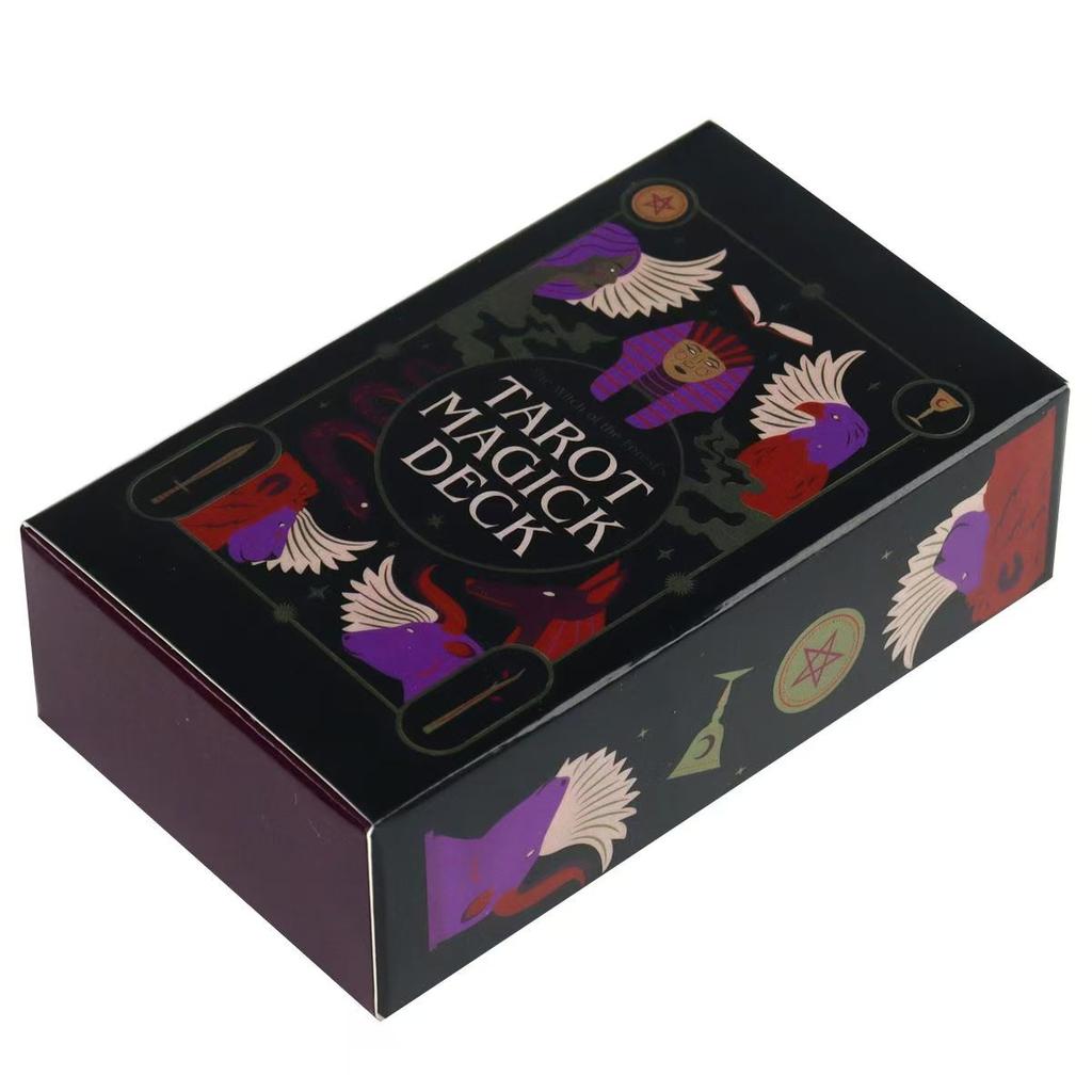 10,3*6 cm The Witch of The Forest's Tarot Magick Deck: 78 kort med guidebok for nybegynnere, forgylt svarte kanter