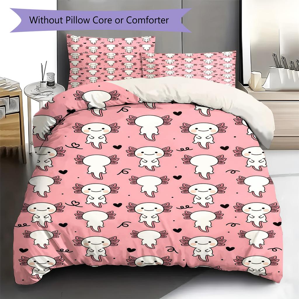 Pink Cartoon Art Pattern Bedding,Quilt Set Quilt Cover Pillowcase Home Birthday Gift (1 * duvet cover + 2 * pillowcase, without core)