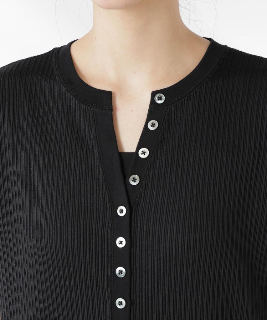 Nano Universe Henley Neck Dry Terry Size S Women's Dress, (010), Black, 669-5119325