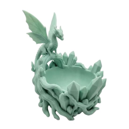 Dragon-shaped Miscellaneous Bowl Fantasy Crystal Cave Dragon Decor Storage Dish for Keys Coins